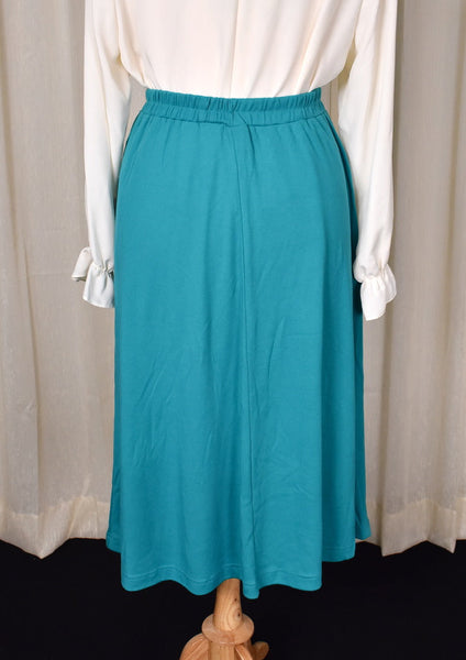 NWT 1980s Teal Knit Maxi Skirt Cats Like Us