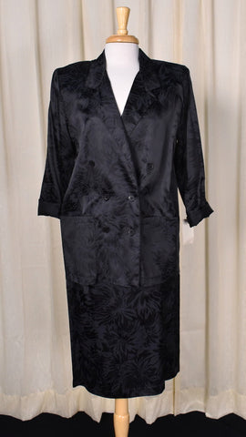 NWT 1990s Black on Black Floral Skirt Suit Cats Like Us