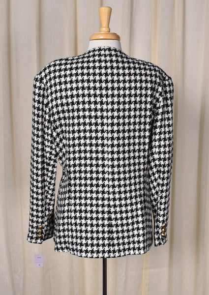 NWT 1990s Vintage Chanel Style Houndstooth Jacket Cats Like Us