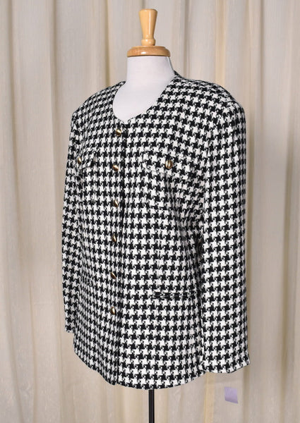 NWT 1990s Vintage Chanel Style Houndstooth Jacket Cats Like Us
