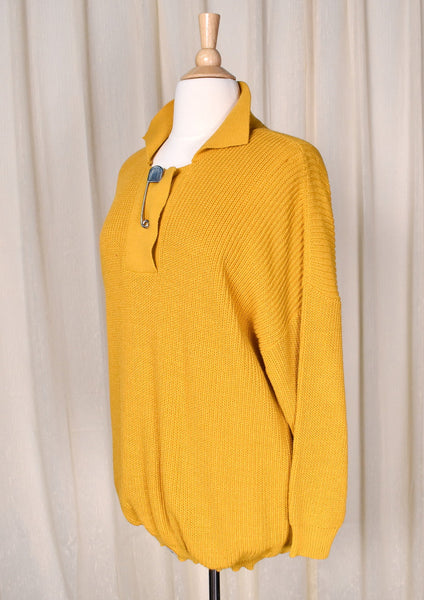 NWT 1990s Vintage Oversize Mustard Safety Pin Sweater Mini Dress Cats Like Us