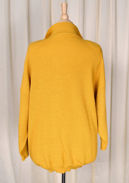 NWT 1990s Vintage Oversize Mustard Safety Pin Sweater Mini Dress Cats Like Us