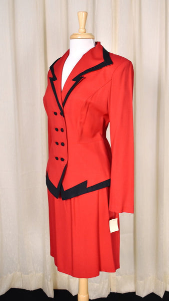 NWT 90s does 1940s Vintage Red Skirt Suit Cats Like Us