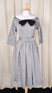NWT Gray Bow Collar Vintage Dress Cats Like Us