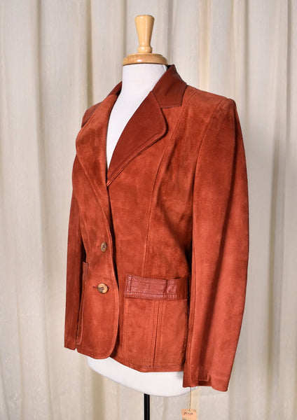 NWT Vintage 1980s Rust Suede & Leather Blazer Jacket Cats Like Us
