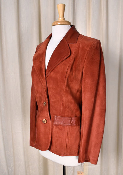 NWT Vintage 1980s Rust Suede & Leather Blazer Jacket Cats Like Us