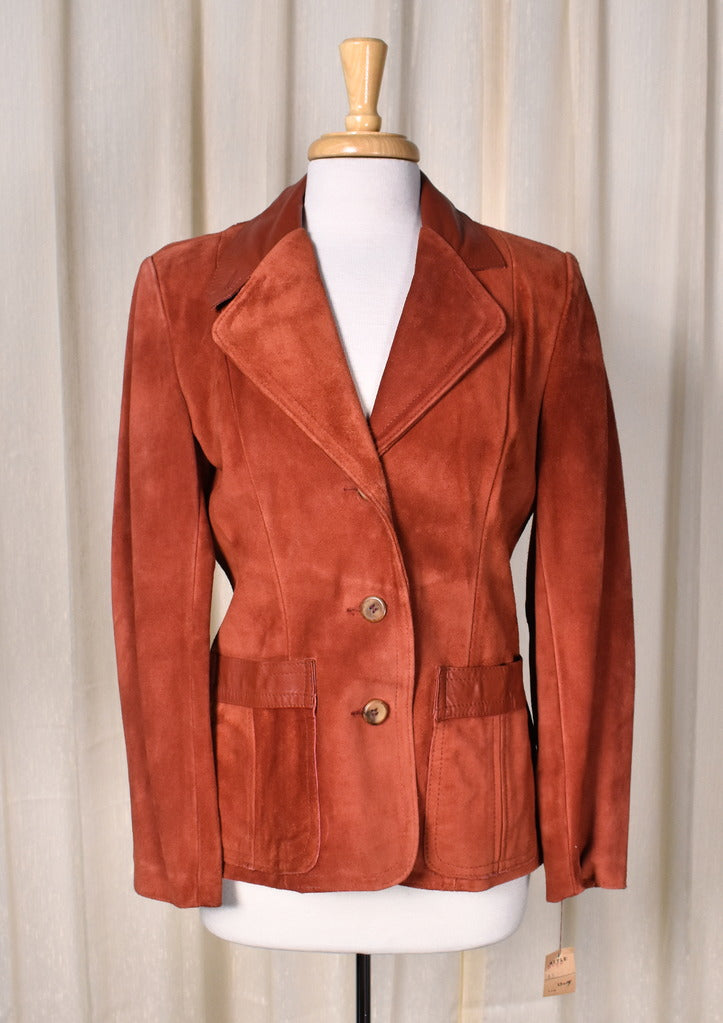 Rust Suede NWT Vintage 1980s Rust Suede & Leather Blazer Jacket – Cats Like Us