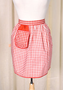 NWT Vintage Red Gingham Half Apron Cats Like Us