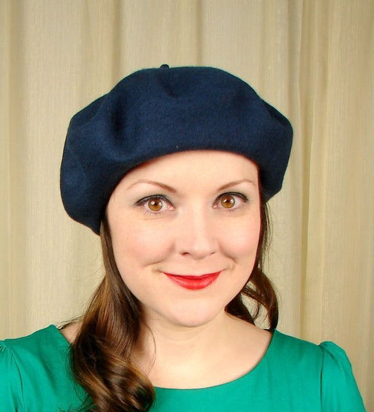 Navy Wool Beret Hat Cats Like Us