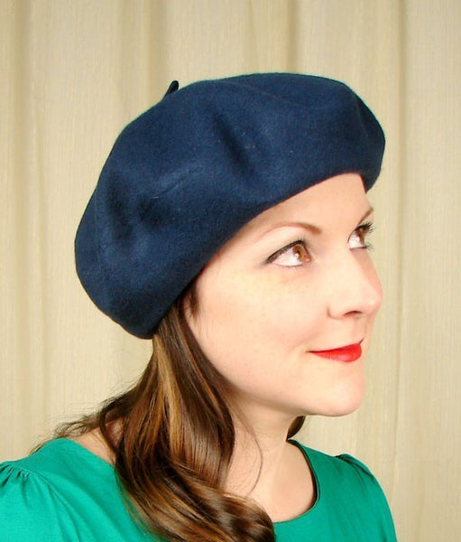 Navy Wool Beret Hat Cats Like Us
