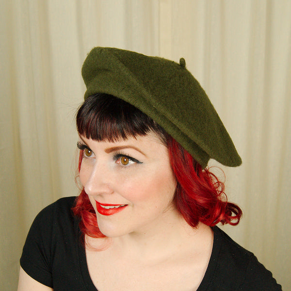 Olive Green Wool Beret Hat Cats Like Us