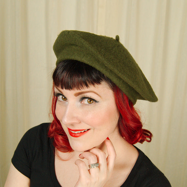 Olive Green Wool Beret Hat Cats Like Us