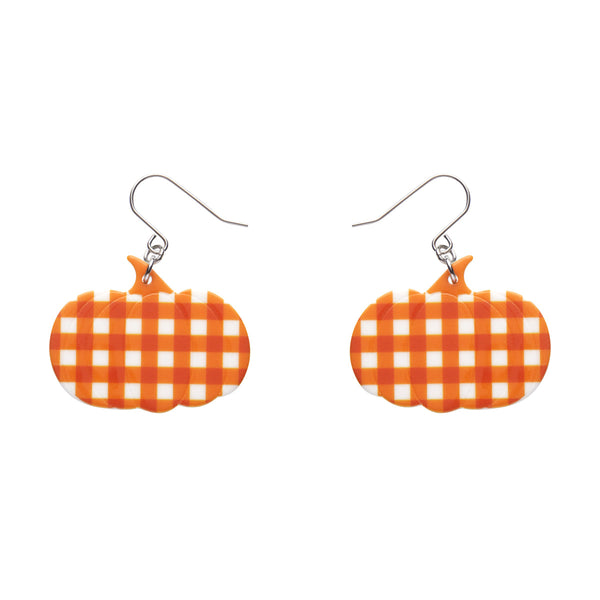 Orange Gingham Pumpkin Earrings Cats Like Us
