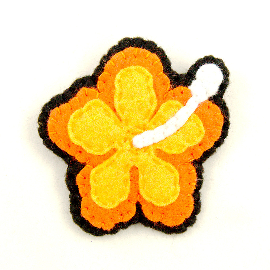 Orange Hibiscus Flower Pin Cats Like Us