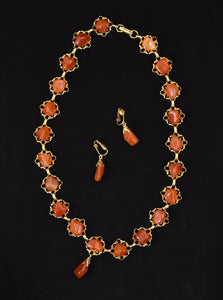 Orange Stone Necklace Set Cats Like Us