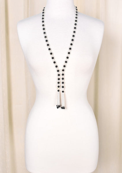 Pearl & Black Fringe Vintage Necklace Cats Like Us