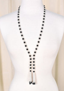 Pearl & Black Fringe Vintage Necklace Cats Like Us