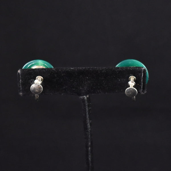Pearlized Green Dome Vintage Earrings Cats Like Us