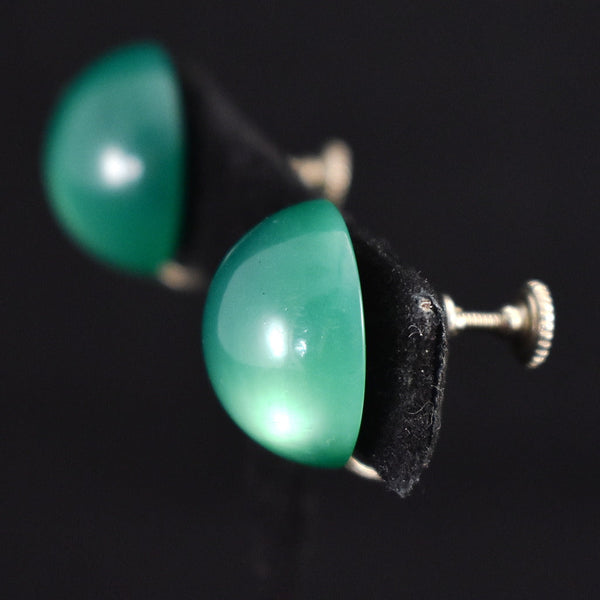 Pearlized Green Dome Vintage Earrings Cats Like Us