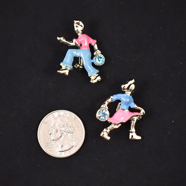 Pink & Blue Bowler Scatter Pins Cats Like Us