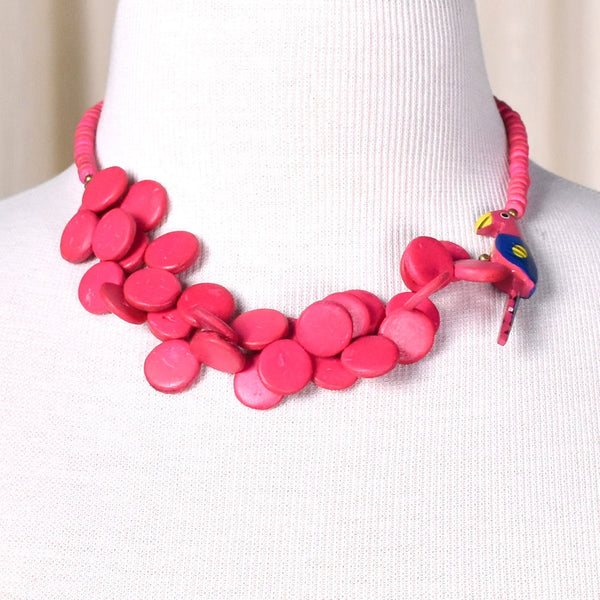 Pink Parrot Bead Necklace Cats Like Us