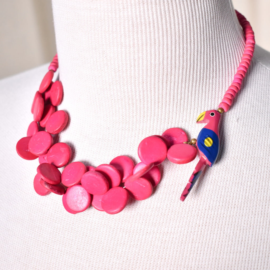 Pink Parrot Bead Necklace Cats Like Us