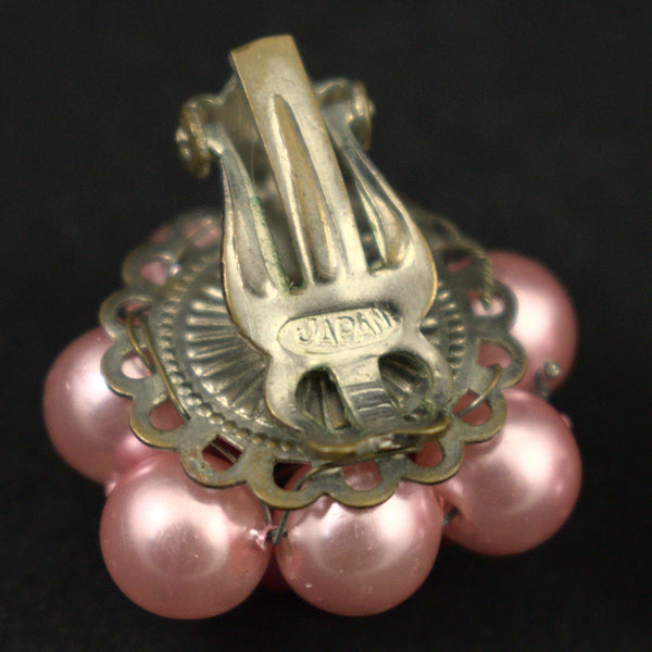Pink Pearl Cluster Vintage Earrings Cats Like Us