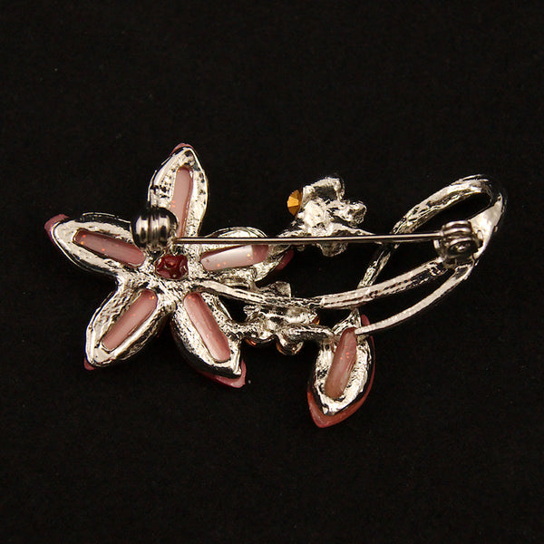 Pink Sparkly Flower Brooch Cats Like Us