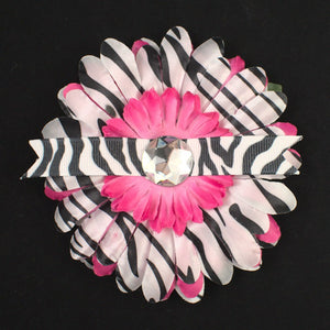 Pink Zebra Ribbon Hair Flower Cats Like Us