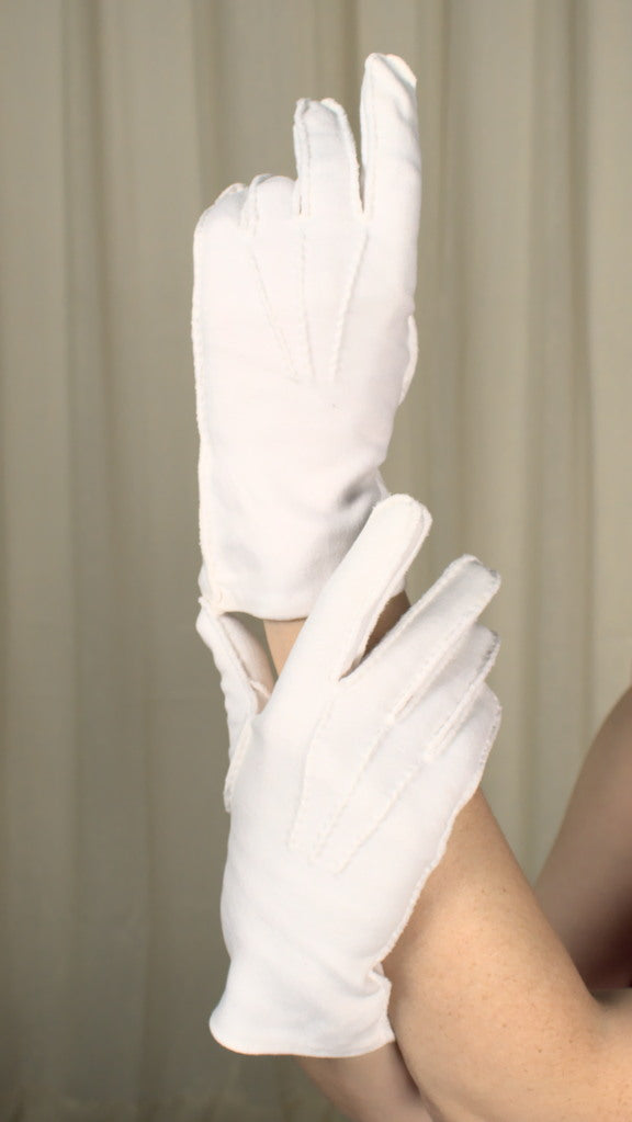 Plain Short White Gloves Cats Like Us