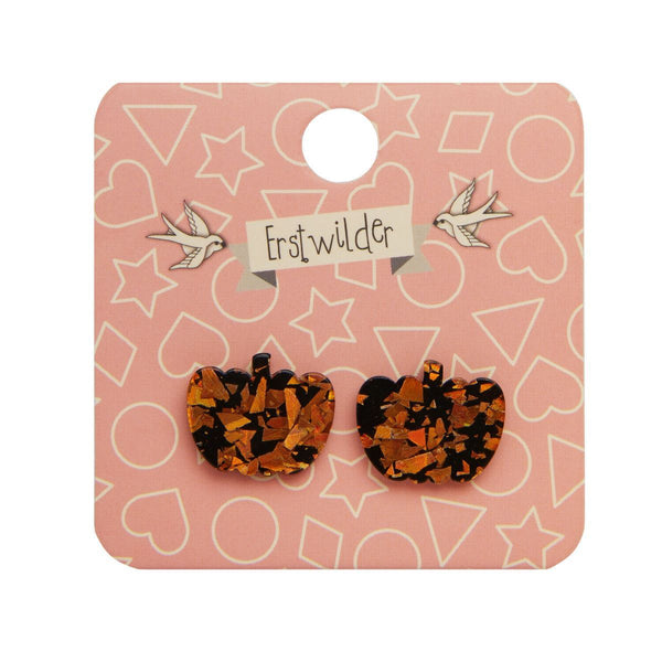 Pumpkin Glitter Stud Earrings Cats Like Us
