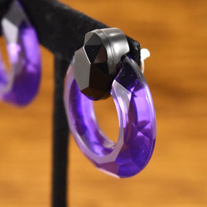 Purple & Black Plastic Earrings Cats Like Us