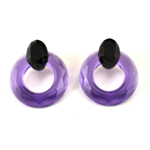 Purple & Black Plastic Earrings Cats Like Us