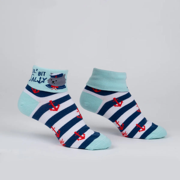 Lil' Bit Salty Cat Sailor Cuff Socks