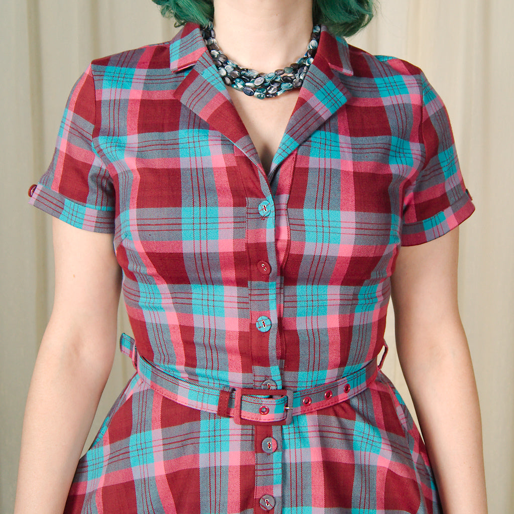 Raspberry Plaid Shirt Dress  Cats Like Us