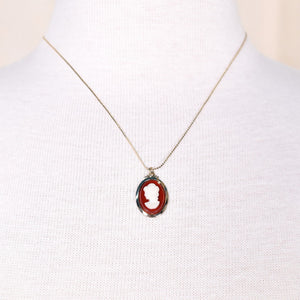 Red Cameo Pendant Vintage Necklace Cats Like Us