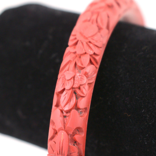 Red Carved Floral Bangle Cats Like Us