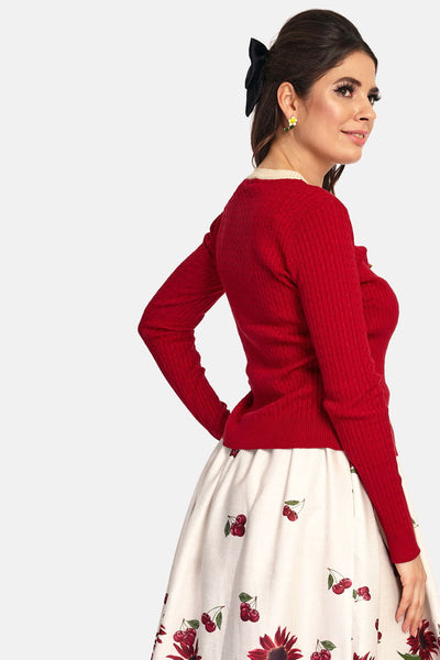 Red Contrast Bow Cardigan Cats Like Us