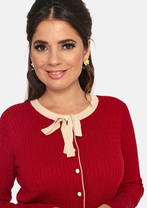 Red Contrast Bow Cardigan Cats Like Us