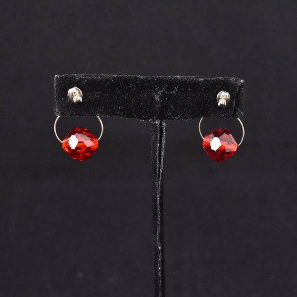 Red Faceted Loop Earrings Cats Like Us