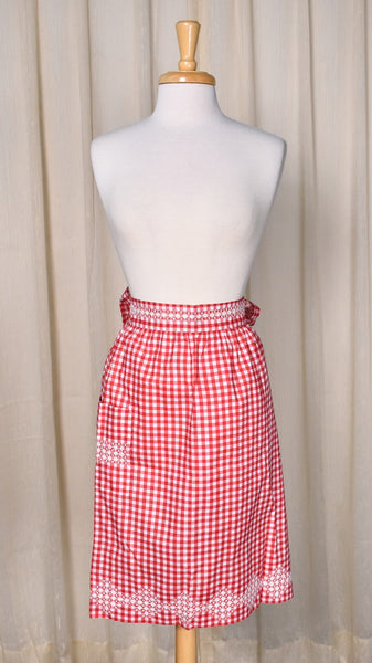 Red Gingham Embroidered Apron Cats Like Us