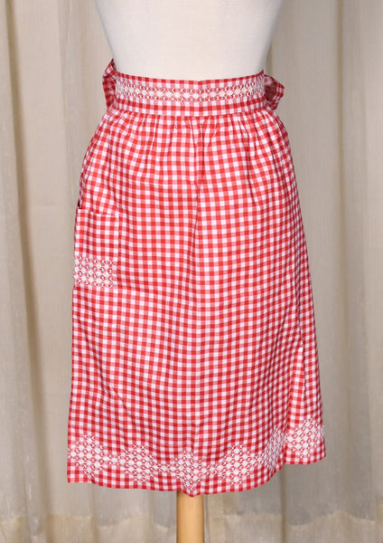 Red Gingham Embroidered Apron Cats Like Us