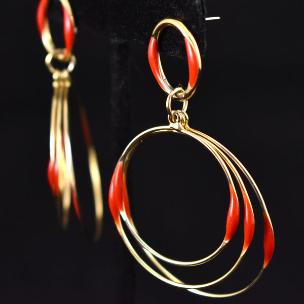 Red & Gold Enamel Hoop Earrings Cats Like Us