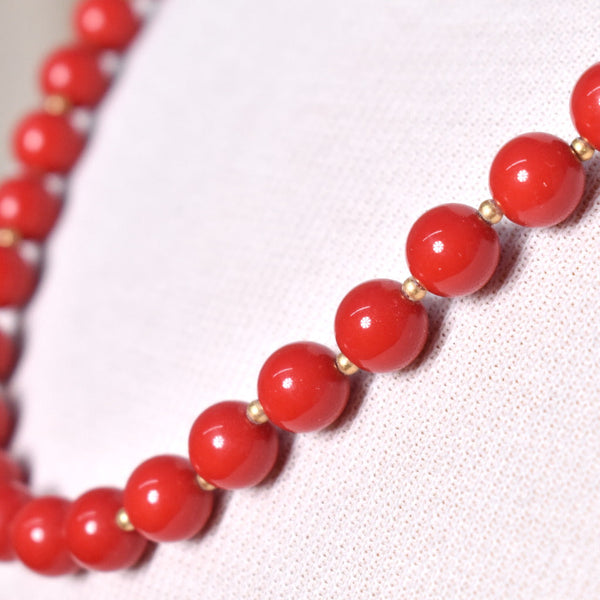 Red & Gold Spacer Bead Necklace Cats Like Us