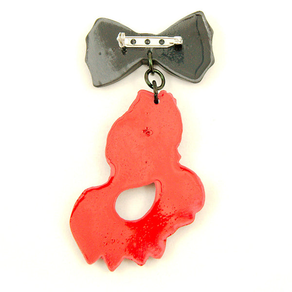 Red Gone Fishing Brooch Pin Cats Like Us