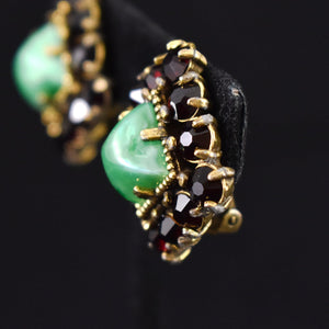 Red Rhinestone & Green Vintage Earrings Cats Like Us