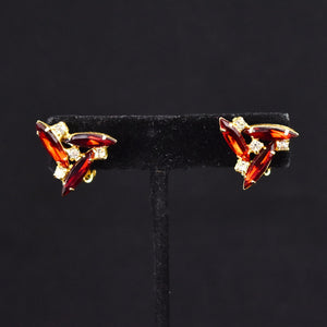 Red Rhinestone Triangle Vintage Earrings Cats Like Us