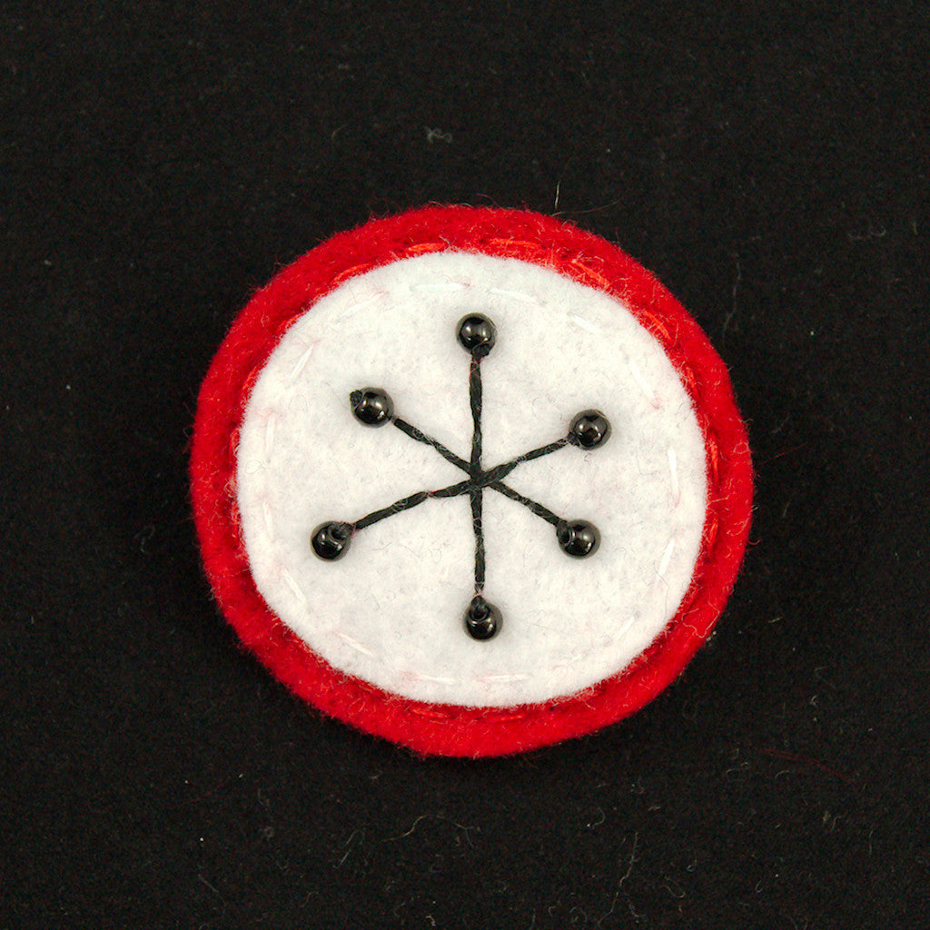 Red Small Atomic Starburst Pin Cats Like Us