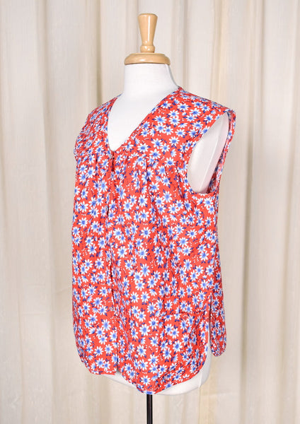 Red White & Blue Floral Smock Cats Like Us