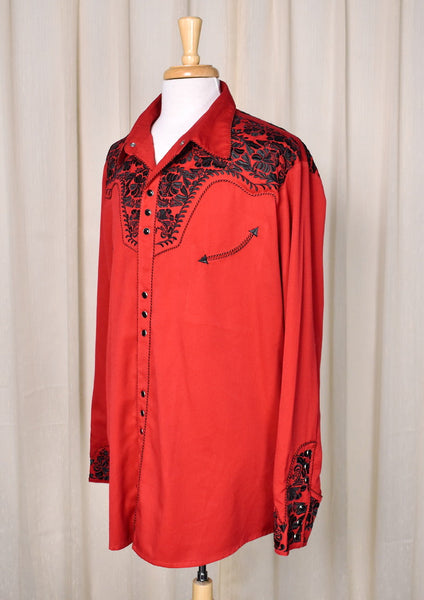 Red and Black Western Shirt Cats Like Us